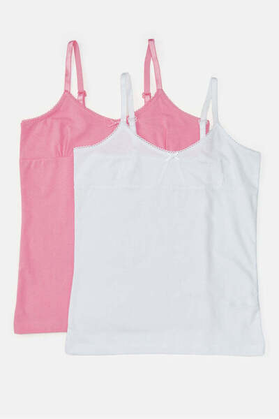 REDTAG Senior Girls Pink And White Vest Set (Pack of 2)