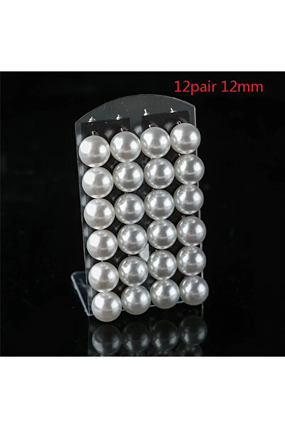 Choice PURPLE 12Pairs Colorful White Imitation Pearl Stud Earrings For Women ...