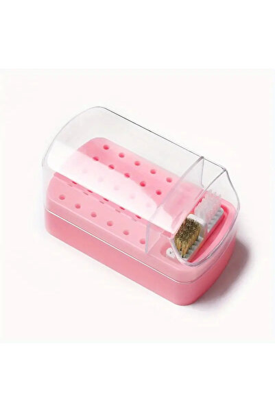 Choice1 علبة تخزين رؤوس مثقاب أظافر وردية اللون 2 في 1، تحتوي على 30 ثقبًا مع...