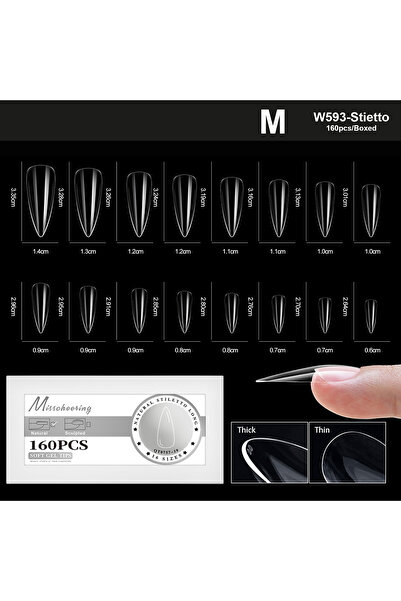 Choice أظافر صناعية من الجل الناعم الطبيعي، مقاس 19-M-Stiletto XS-L، تغطية كا...