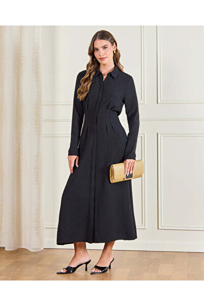 REDTAG فستان قميص أسود مفتوح من الأمام للنساء