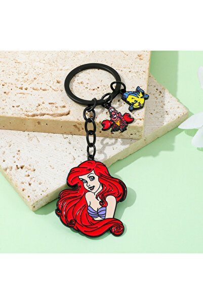 Miniso Mermaid Keychain Little Mermaid Motorcycle Player Keychain Jewelry Keyring for Bag Bicycle Helmet Dr