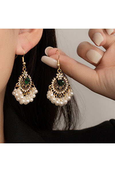 Choice أقراط متدلية بتصميم بوهيمي عتيق وهندسة لؤلؤ صناعي، WA4799-1، بنمط عرقي...