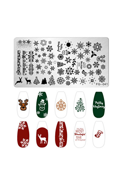 Choice FG-41 قوالب ختم أظافر عيد الميلاد، رقاقات ثلج، أيل، حروف رأس السنة، قا...