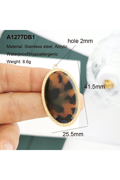 Choice قلادة كبيرة A1277DB1 بتصميم قلب وزهرة وبيضاوي بنقشة جلد النمر، لون بني...