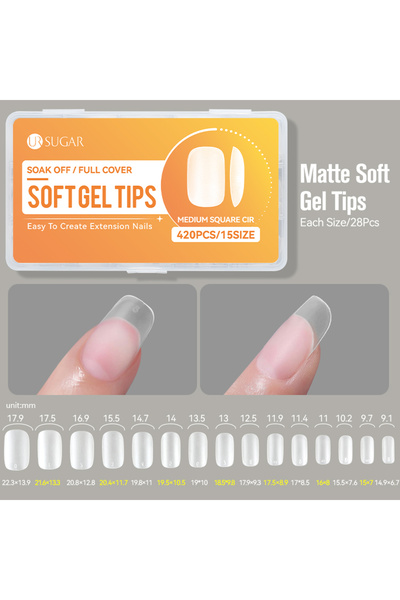 Choice M SQUARE CIR UR SUGAR 420 قطعة/علبة أطراف جل ناعمة غير لامعة، تغطية كا...