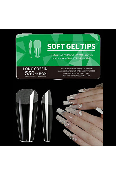 Choice 03-M كوفين 550 قطعة أطراف أظافر جل ناعمة متوسطة الطول، بتصميم لوزي، مد...