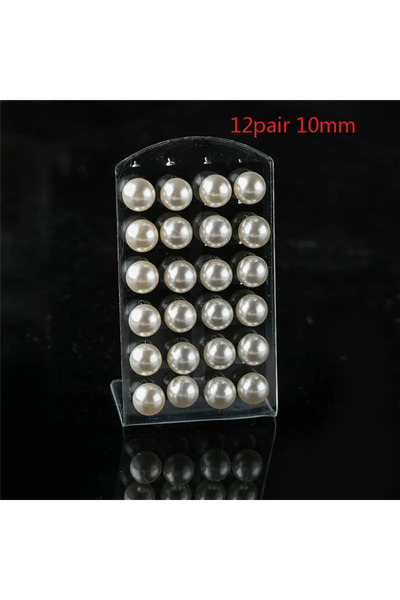 Choice green 12Pairs Colorful White Imitation Pearl Stud Earrings For Women E...