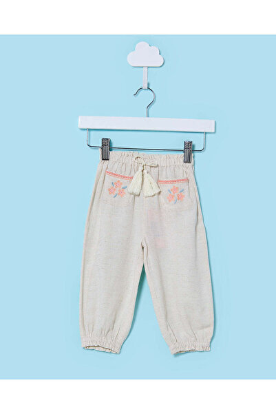 REDTAG Infant Girls Beige Trouser With Embroidered Pockets