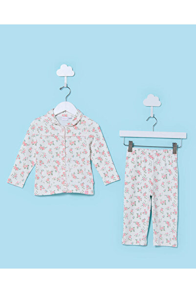 REDTAG طقم بيجاما بناتي أبيض مطبوع عليه زهور بالكامل (قطعتان)