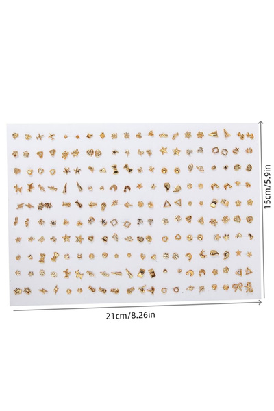 Choice ١٠٠ زوج من الأقراط الصغيرة المرصعة باللون الذهبي على شكل قلب ونجمة وفي...