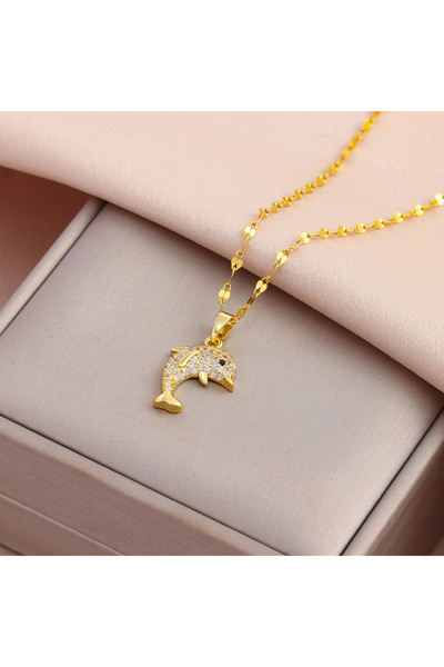 Choice 1059 New In Sweet Cute Zircon Crystal Dolphin Pendant Necklaces For Wo...