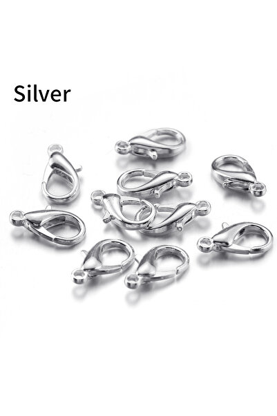 Choice 10mm Silver 100pcs 10-14mm Carabiner Clasps Lobster Hooks Chain Closure Keychain