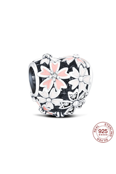 Choice NBC0643 خرزة مطلية بالفضة الإسترليني عيار 925، مجموعة زهر الكرز الوردي...