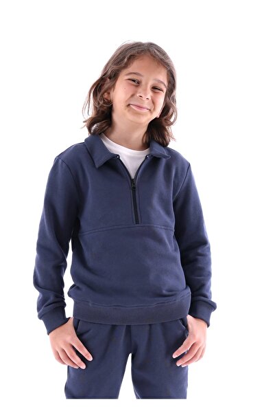 Ozmoz By Mukadder Özden Organic Navy Blue Winter Boys' Sweatshirt with Zipper...