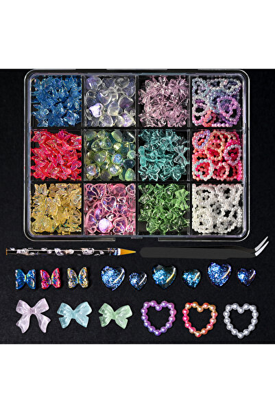 Choice ZB073-S1 علبة واحدة من زينة أظافر متنوعة من اللؤلؤ على شكل فيونكة/نجمة...