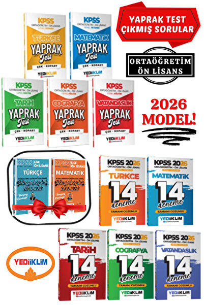Yediiklim Yayınları 2026 KPSS Ortaöğretim-Ön Lisans Tüm Dersler Tamamı Çözüml...