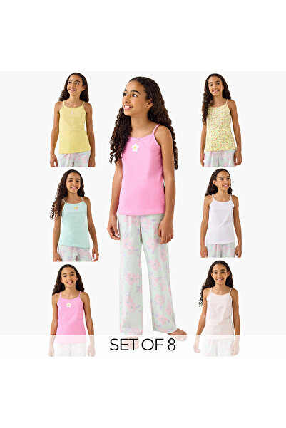 Juniors Printed Camisole with Bow Detail - Set of 8