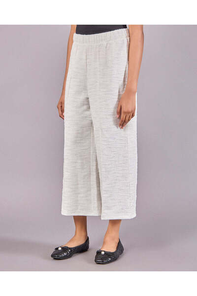 REDTAG Senior Girls White And Silver Tweed Culottes