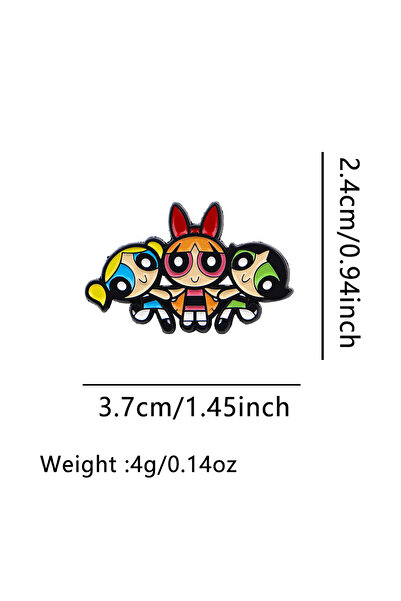 Miniso 3 دبابيس مينا كرتونية على شكل فتيات قويات كاواي، دبابيس للصدر والملابس...