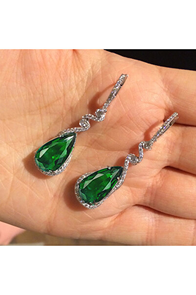 Choice أقراط هويتان الفاخرة على شكل كمثرى مرصعة بالزركونيا المكعبة الخضراء لل...