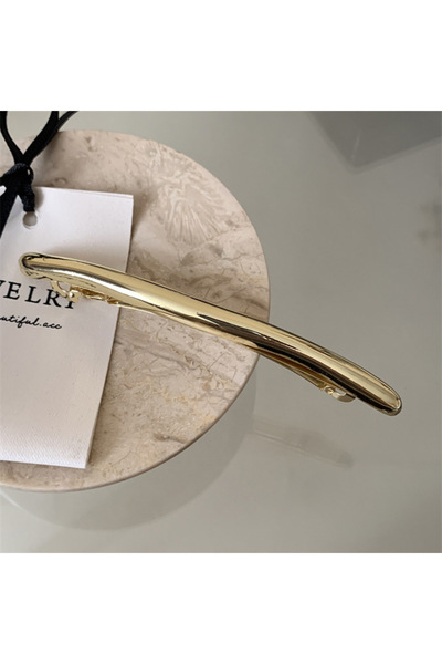 Choice 01 11cm Women New Simple Metal Golden Strip Long Barrettes Hair Clips Vintage Hairpins Automatic Smo