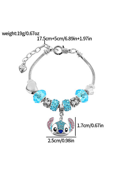 Miniso سوار ديزني ستيتش الكرتوني المرصع بأحجار الراين SL707، إكسسوارات ستيتش اللطيفة والعصرية للنساء والفتيات