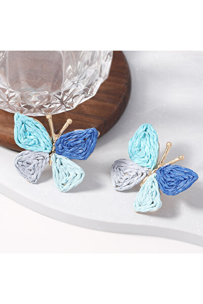Choice blue Colorful Handcrafted Lafia Butterfly Stud Earrings Are Stylish an...