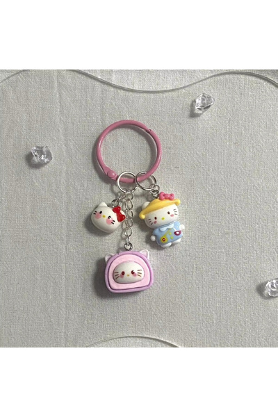 Miniso Hello Kitty Cartoon Anime Hello Kitty Melody Kuromi Keychain Backpack Pendant Creative Keyring Charm
