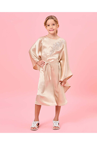 REDTAG Girls Gold Kaftan Embellished Dress