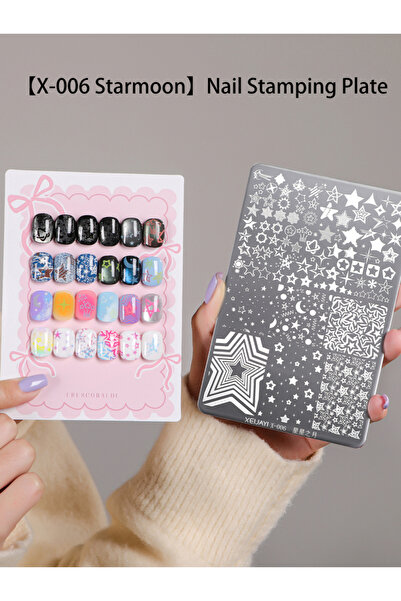 Choice gangban X-006 1pc Celestial Nail Art Stamping Plate, Professional Metal Stamp Plate with Star and Mo