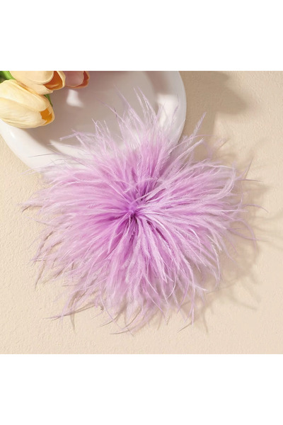 Choice بروش فاخر من ريش النعام الأرجواني، طوله 15 سم، دبوس أنيق مصنوع يدويًا ...