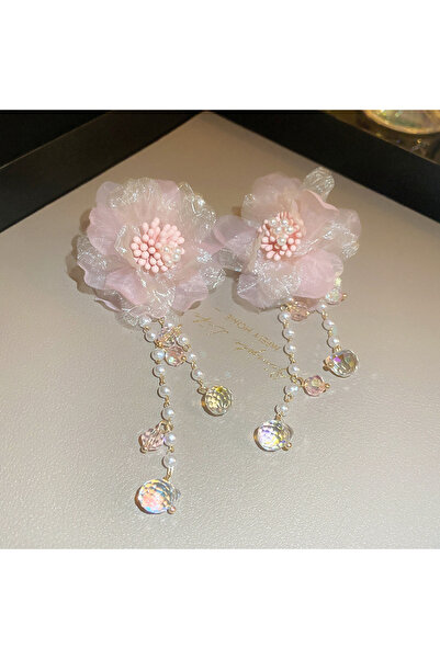 Choice أقراط بشرابة، قطعتان، أقراط بشرابة من اللؤلؤ الصناعي والكريستال، قلادة...