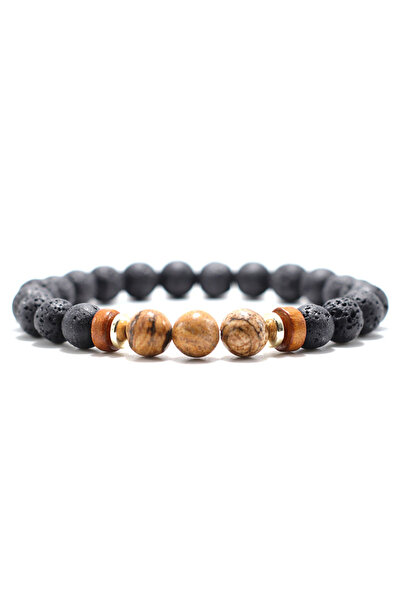 Choice Fossil Stone Natural 8mm Lava Stone Bracelet Men Women Grade A Tiger E...