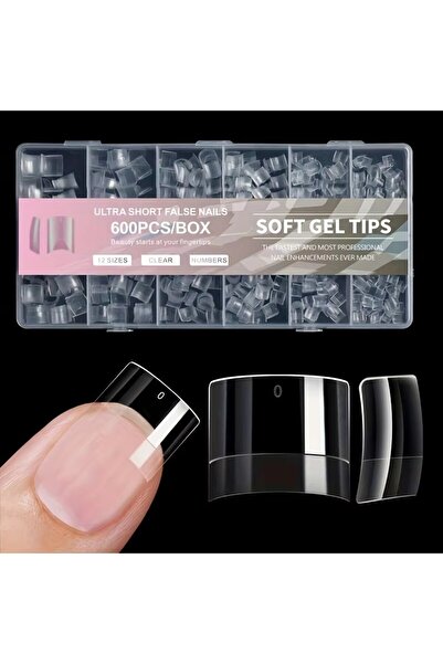 Choice 600 Methodology 600 Pieces of French Short Nail Tips - Short Oval Fake...