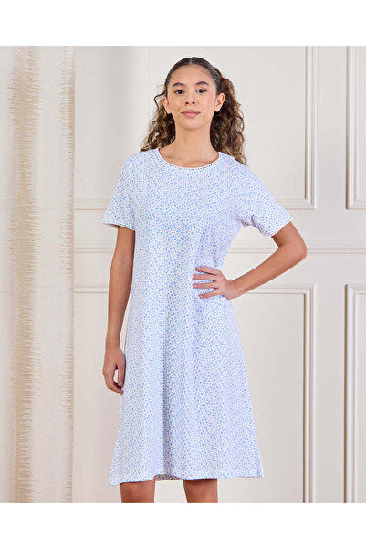 REDTAG Senior Girls Blue Printed Dress