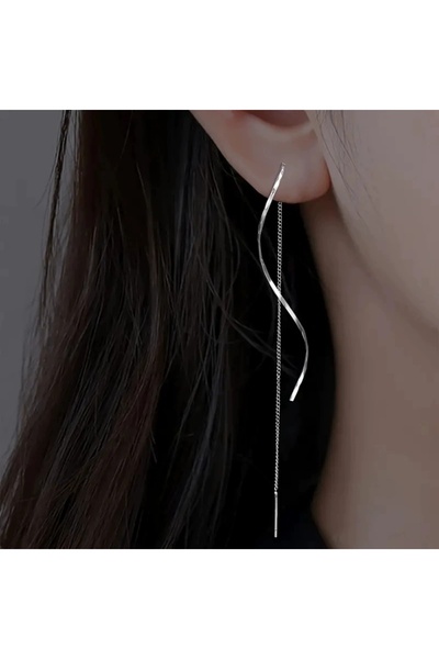 Choice Silver Fashion Long Tassel Threader Earrings For Women Simple Gold Sil...