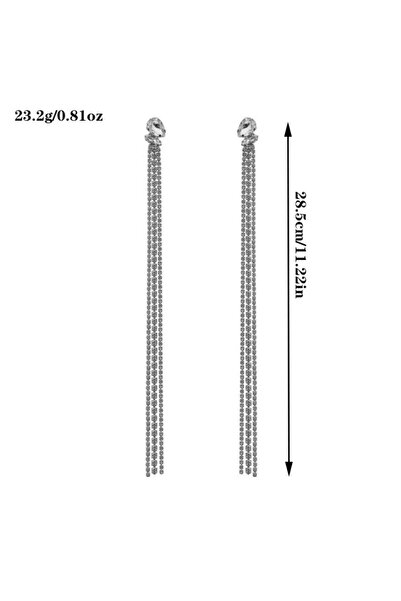 Choice Silver Plated Fashion Bling Exaggerated Long Tassel Earring Statement Wedding Drop Dangling Earring
