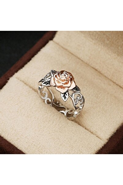 Choice 10 N996 Vintage Block Rose Gold Plated Flower Ring for Women Fashion Style Plated Color Two-Tone Ros