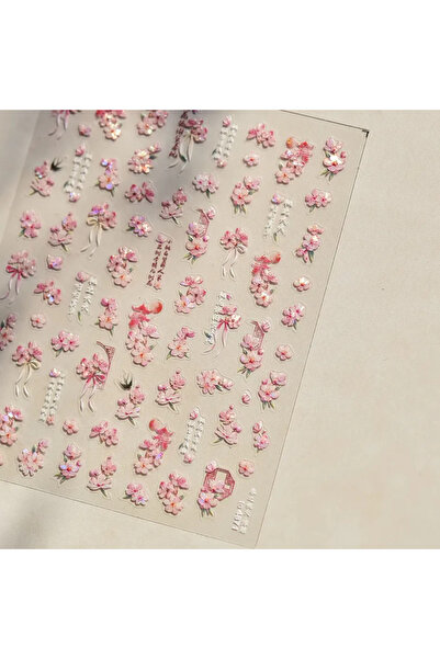 Choice TO4871 ملصق فن الأظافر خماسي الأبعاد بتصميم زهرة الكرز الوردية (ساكورا...