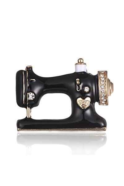 Choice BC17Y036M8 بروشات ماكينة خياطة إبداعية مرصعة بأحجار الراين والمينا السوداء، مناسبة للنساء والرجال، بتصميم كلاسيكي أنيق من الجلد الصناعي