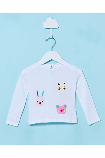 REDTAG Infant Girls White Printed T-Shirt