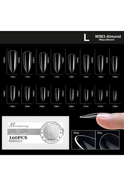 Choice 12-L-Almond XS-L أطراف أظافر صناعية من الجل الناعم الطبيعي، تغطية كامل...