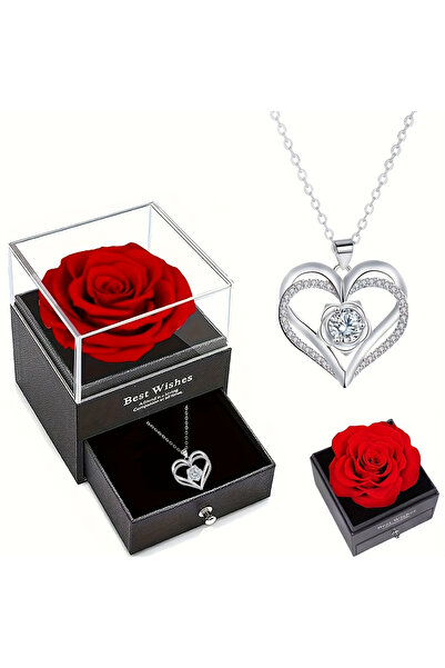 Choice علبة هدايا وردة دائمة، قلادة وردة الحب متعددة المعلقات، مجوهرات نسائية...