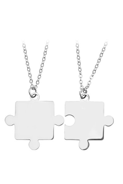 Choice قلادة فضية اللون مكونة من قطعتين، مناسبة للرجال والنساء، بتصميم أحجية،...