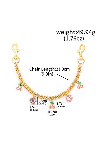 Choice BG00171 سلسلة مفاتيح على شكل كرز وردي لطيف وجميل، تعليقة فاكهة كورية، إكسسوار حقيبة، قلادة حقيبة على شكل قلب