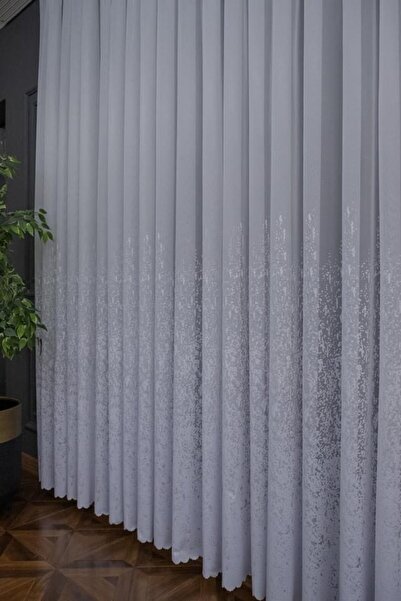Belvedere White Self-Patterned Living Room and Bedroom Tulle Curtain