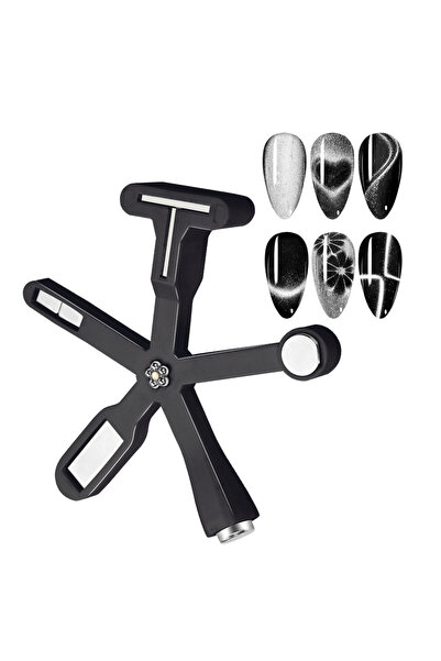 Choice قلم مغناطيسي أسود متعدد الوظائف 6 في 1 لتزيين الأظافر، على شكل نجمة خم...