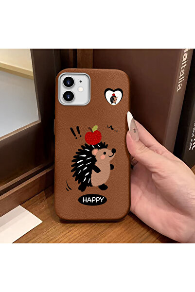 ucuc iPhone 12/12 Pro Compatible Brown Leather Textured Silicone Protects Cam...