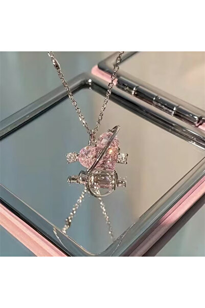 RINHOO FRIENDSHIP قلادة أنيقة وردية اللون على شكل قلب مرصعة بالكريستال للنساء...